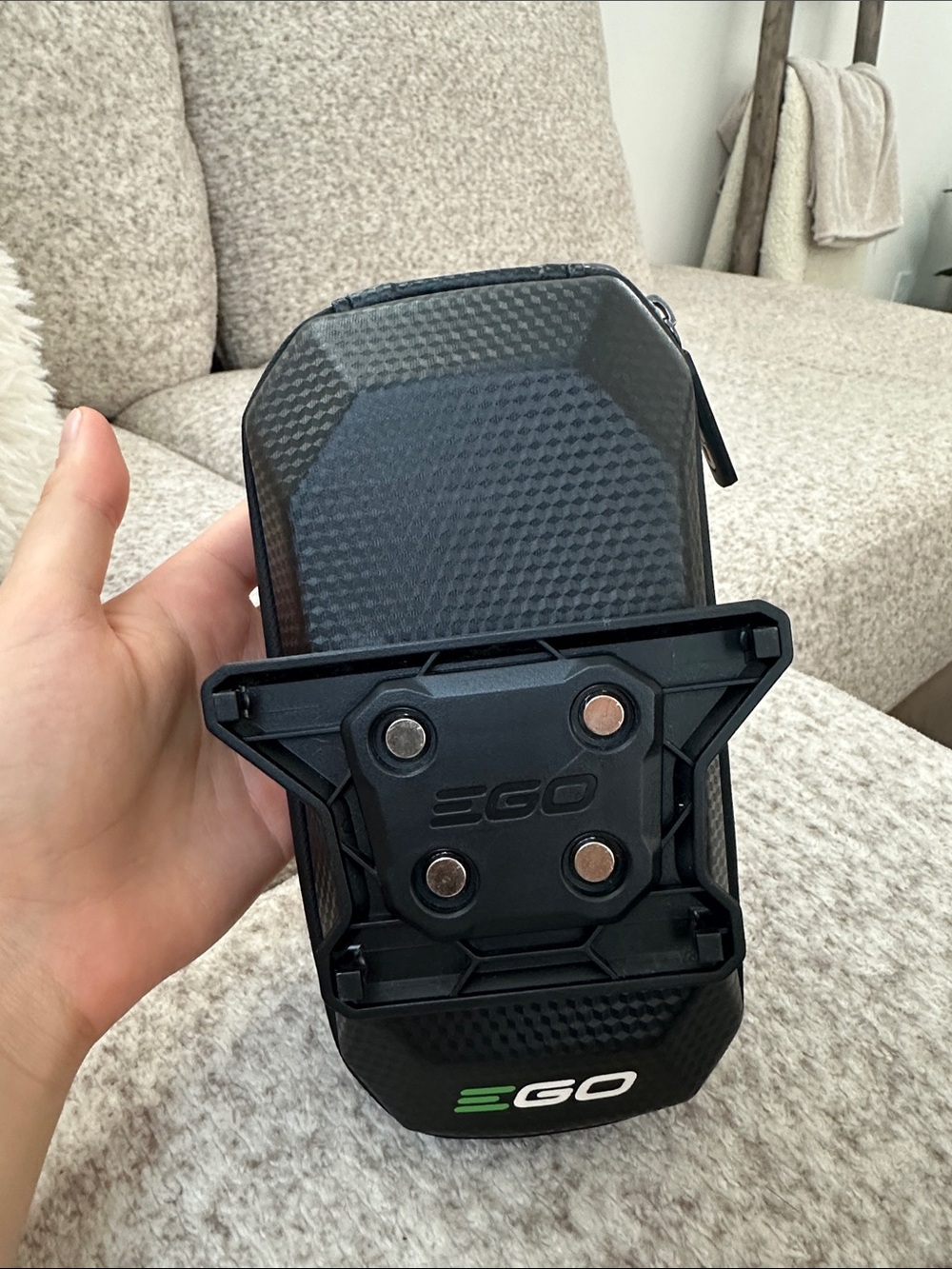 EGO Black Magnetic Mower Phone Holder with Green Logo